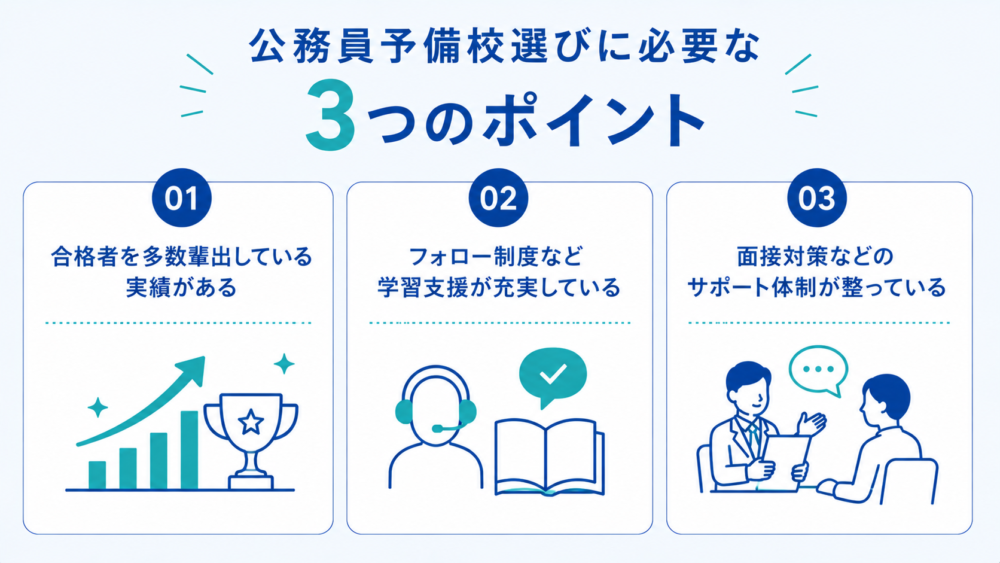 公務員予備校選びに必要な3つのポイント