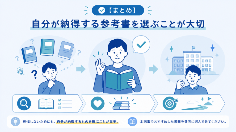【まとめ】自分が納得する参考書を選ぶことが大切
